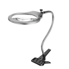 Lente d'ingrandimento con luce LED e lampada a morsetto flessibile da scrivania