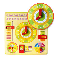 Houten Multifunctionele Leerklok Speelgoed Alarm Kalender Cognitie Educatieve Speelgoed