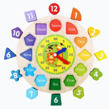 Houten Klok Vorm Sorteren Peuter Puzzel Blokken Educatief Speelgoed voor Kinderen