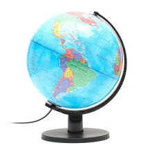 25cm World Globe Night Light - 110V LED Globe with US Plug, Colorful Lands & Oceans, Educational Bedroom Decor for Kids & Adults