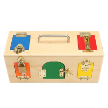 Scatola di wood con lucchetto Montessori per l'apprendimento delle abilità pratiche per bambini giocattoli educativi di scienza.