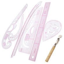 6 Set Righello Curvo Dritto Trasparente per Disegnare Linee Strumenti per Cucire e Modellare Abiti