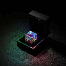 20mm/23mm Optisch Glazen Kristal Combinator Prisma X Cube RGB Dispersie Splitter met Blauwe Glanzende Doos