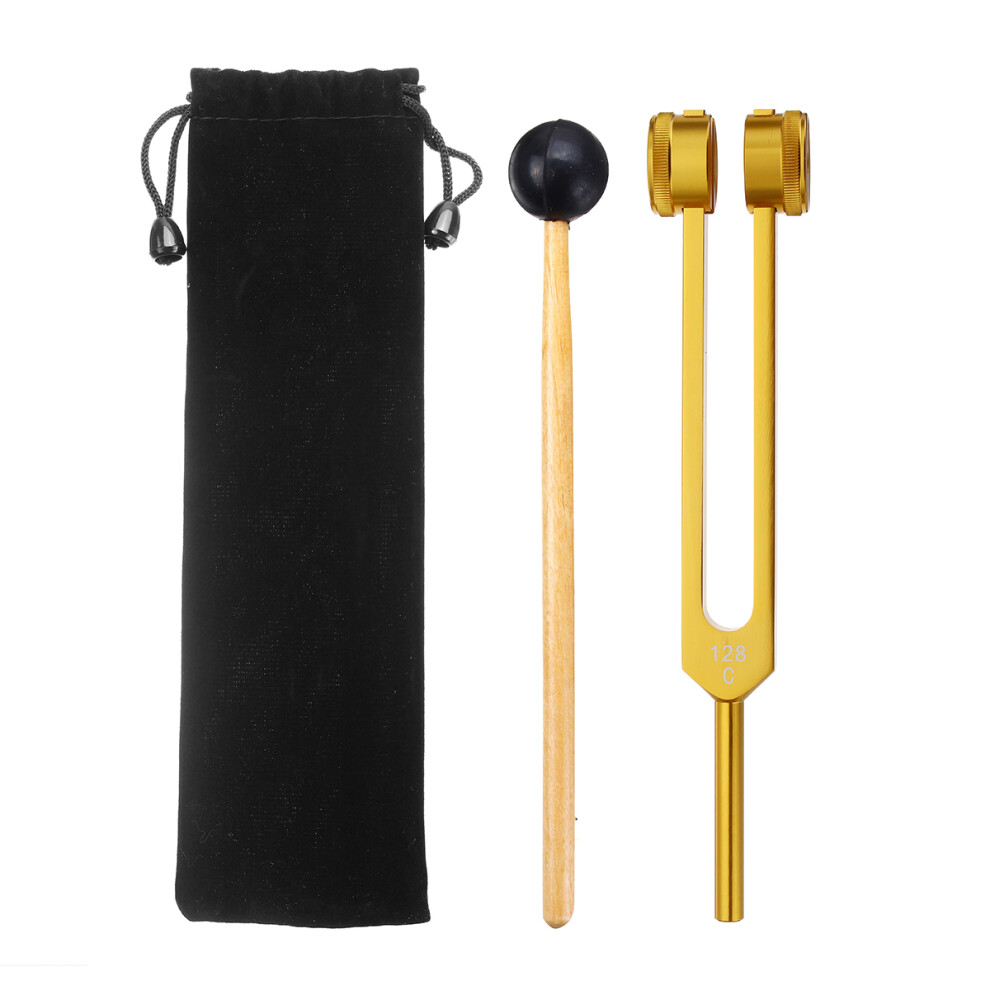 Gold 128Hz Aluminum Medical Tuning Fork With Mallet