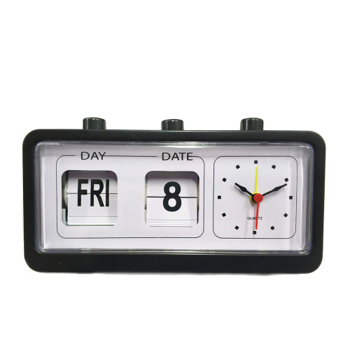 Digital Retro Quartz Alarm Clock Flip Display With Date & Time Black 1