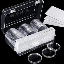 30Pz/Confezione Capsule Portamonete Trasparenti in plastic da 25mm/27mm/30mm/40mm Scatole Rotonde per Conservazione