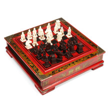Vintage Holz Chinesisches Schachbrett Tischspiel Set Stücke Geschenk Spielzeug Sammlerstücke