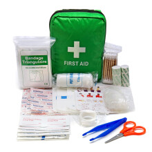 Grünes Erste - Hilfe - Set mit Tasche SOS für Outdoor - Camping Reisen Schere Verband Einweg - Handschuhe