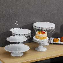 5 - delige Taartstand Set voor Bruiloft Decoraties Witte Tafelset Versieringen Feestleveranciers voor Fondant Dessert Metalen Cupcake Stand