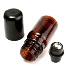 5 ML Bottiglia di glass Ambra brown Vuota con Roll-on Ricaricabile e Sfera Metallica per Oli Essenziali
