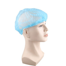 100 Pezzi Cappello da doccia usa e getta in tessuto non tessuto plissettato anti-polvere per laboratorio white e blue