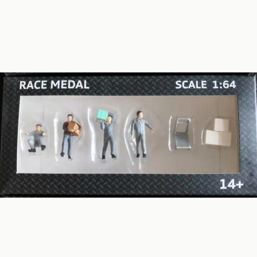 RM 1:64 Scale Figures Diorama To Move The Box Freight Courier Stevedore Model 1