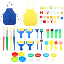 56Pezzi Kit di Strumenti per Pittura per Bambini Fai-da-Te Rullo Stampo Spugna Giocattoli Educativi per Disegnare Regalo