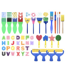 47 Pezzi kit di strumenti per pittura fai-da-te per bambini rullo stampo spugna giocattoli educativi per disegno regalo