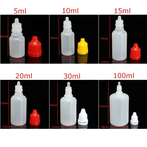 5 - 100 ml Leere Kunststoff - Tropfflaschen 1