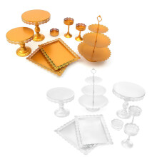 Bruiloftstaartstandaard Kristal Decoratie Benodigdheden Metaal Cupcake Houder Kristallen Borden Set