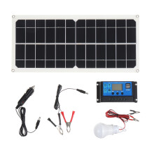 10W 12V/5V USB Zonnepaneel Voedingssysteem Acculader Generator LED Lamp G/10A Controller