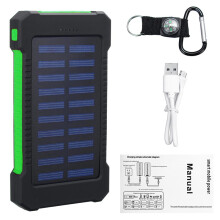 5000Mah Power Bank Solare portable Doppia USB Caricatore Efficiente con Lampada LED Bussola Gancio da Arrampicata