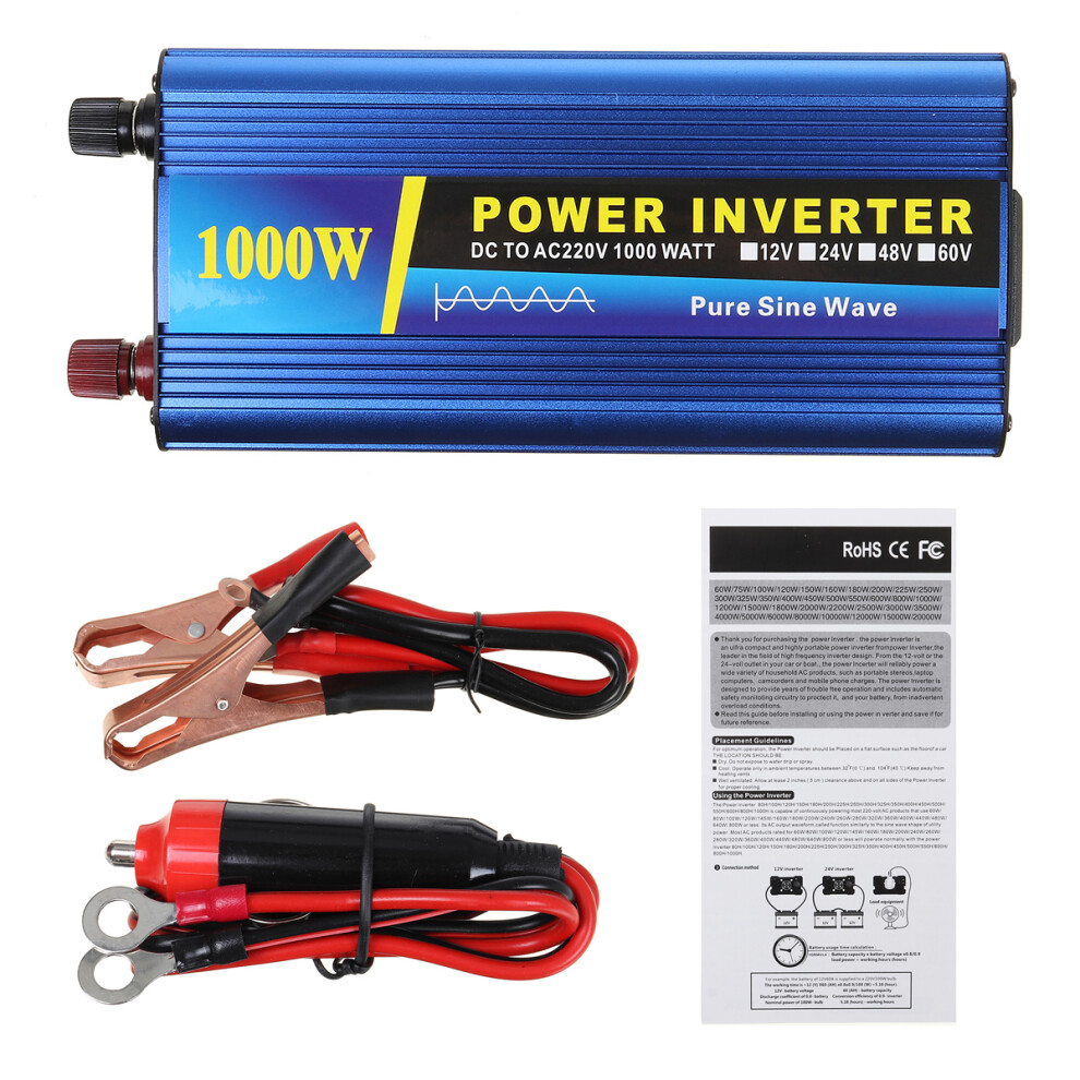 1000W Power Inverter Dc 12/24/48V To Ac 220V Car Sine Wave Converter 6900077247930