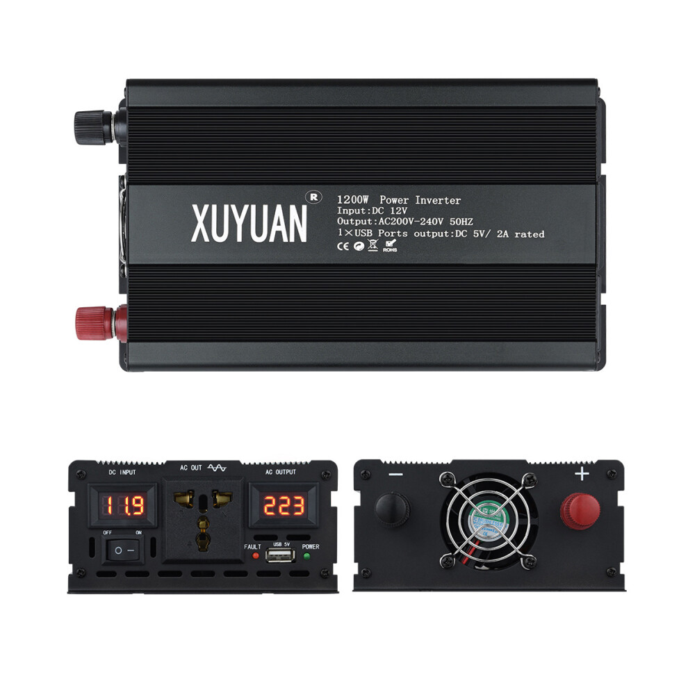 Universal Socket 1200W Display Inverter Dc12v/24V To Ac 220V Pure Sine Wave Power Inverter 6900059797576