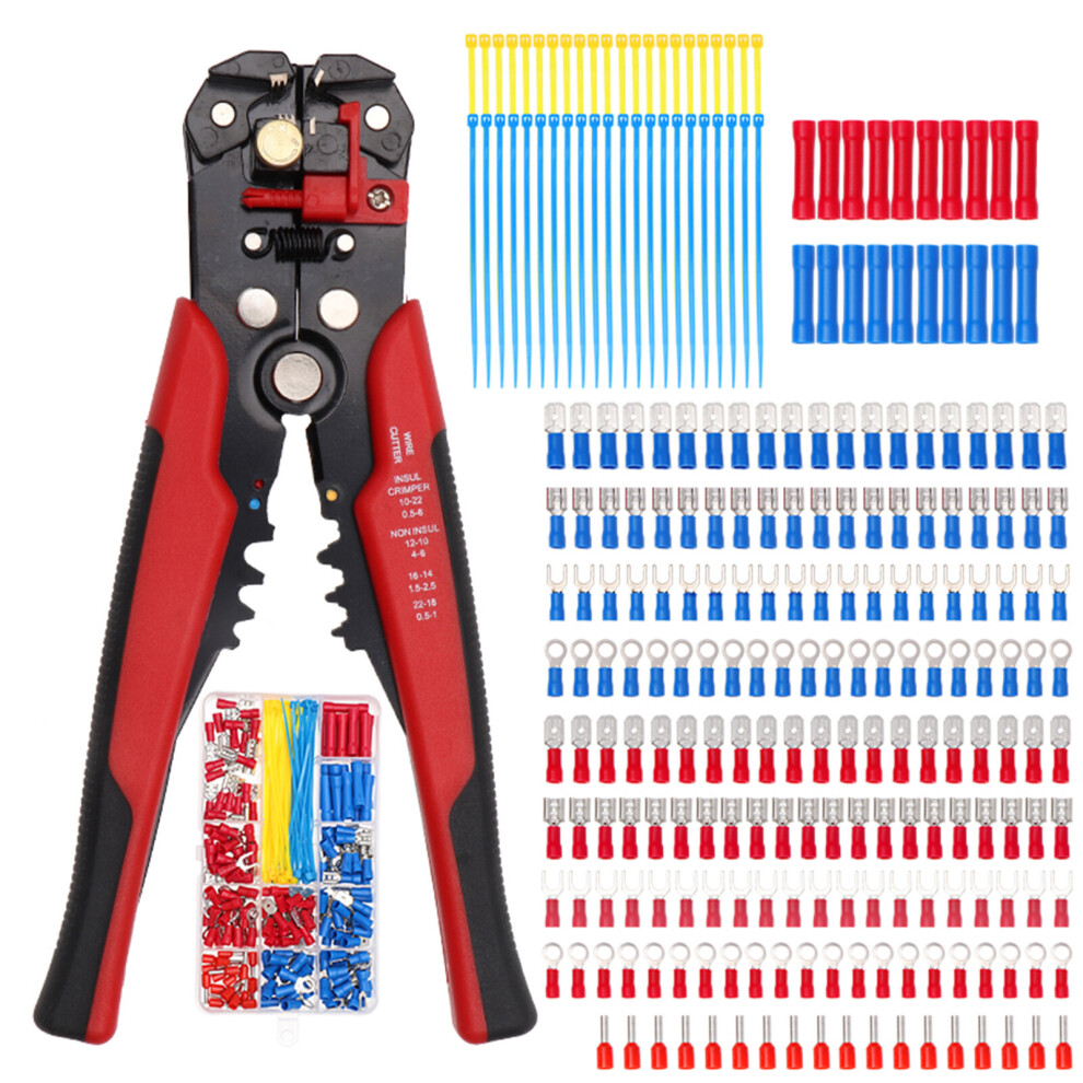 260Pcs Crimp Cable Terminals Set Kit Heat Shrink Insulated Wire Electrical Connector Assorted Box With Wire Stripping Plier 772276194461