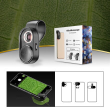 APEXEL 100X Vergrößerung Mikroskoplinse Mikrolinse mit LED-Licht für Mobiltelefon Smartphone Fotografie für mikroskopische Kreaturen Pflanzen Tie