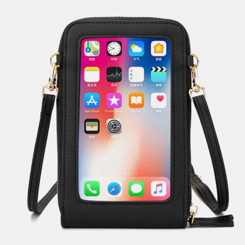 Multifunktionale große Kapazität mit längenverstellbarem PU-Ledertragegurt Touchscreen-Handytasche 2