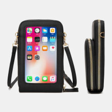 Multifunktionale große Kapazität mit längenverstellbarem PU-Ledertragegurt Touchscreen-Handytasche