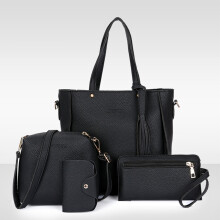 Mode 4-teiliges Set große Kapazität PU-Leder Macbook Aufbewahrung Umhängetasche Schultertasche Handtasche Geldbörse Kartenetui