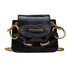 Damen Textur PU Leder Ketten Tasche Schulter Crossbody Umhängetasche
