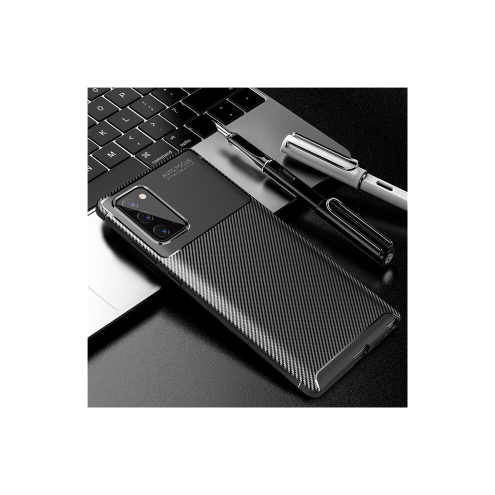Bakeey For Samsung Galaxy Note 20 Note 20 5G Case Carbon Fiber Gradient Color Shockproof Anti Scratch Tempered Glass Protective Case 6900076334815