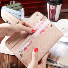Borsa a portafoglio con tasca per schede in tinta unita con motivo litchi per smartphone iPhone Samsung