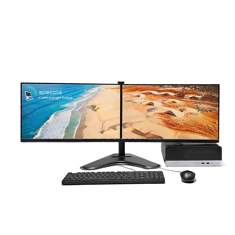 Hp Prodesk 400 G5 Pc I7 8Th Gen - 16Gb Ram - 250Gb M.2 - Win11/2X22" Monitors