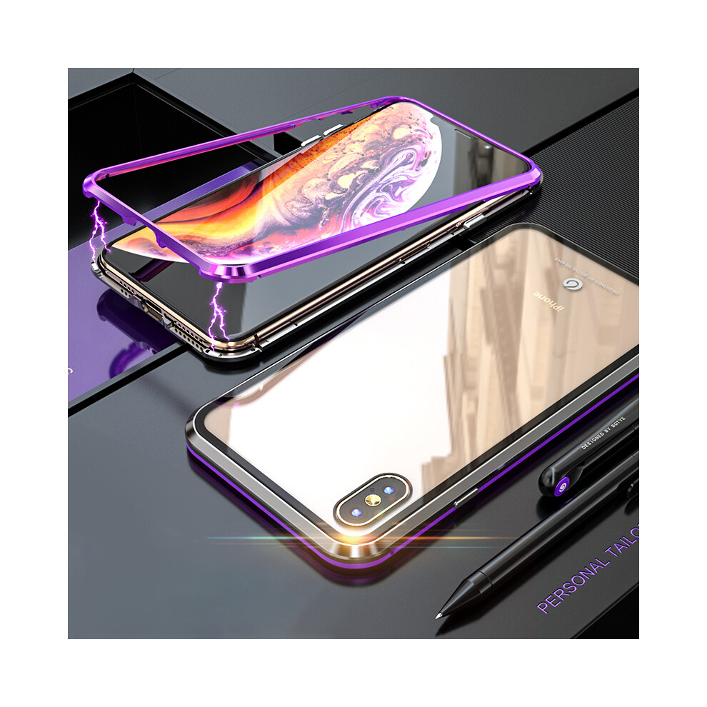 Bakeey Protective Case For Iphone Xs Magnetic Adsorption Metal Bumper + 9H Tempered Glass Back Cover 6086854518506