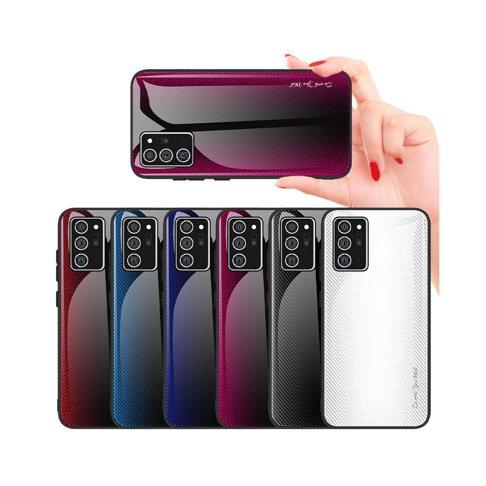 Bakeey For Samsung Galaxy Note 20 Ultra Case Carbon Fiber Gradient Color Shockproof Anti Scratch Tempered Glass Protective Case 6900075867307