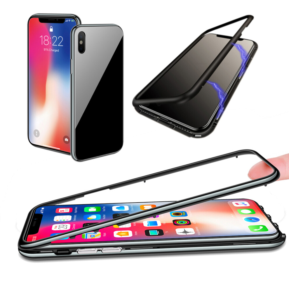 Bakeey Plating Magnetic Adsorption Full Body Protective Case With Tempered Glass For Iphone X 752505168388