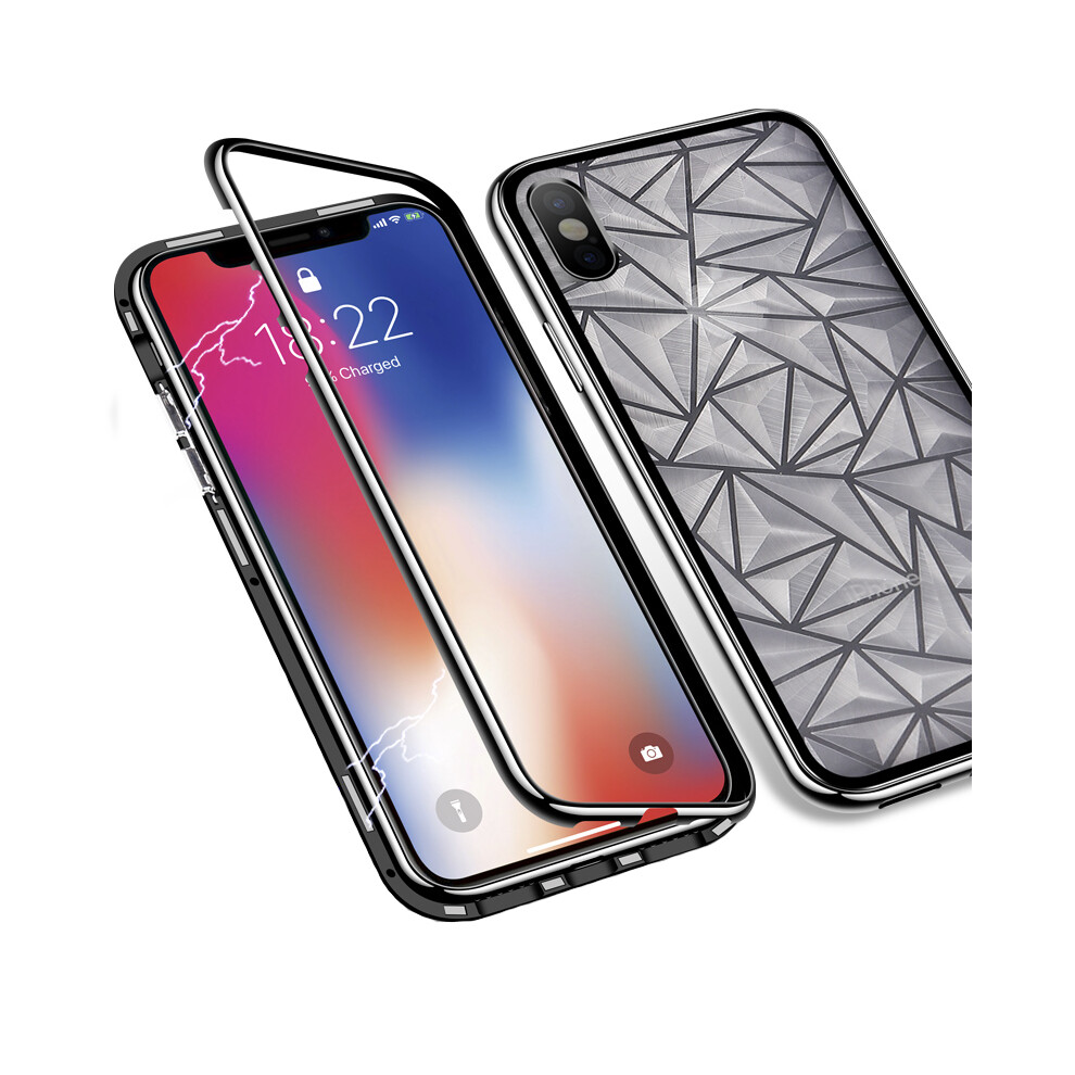 Bakeey Diamond Pattern Magnetic Adsorption Full Body Tempered Glass Back Cover+Pc Frame Protective 6900375645803