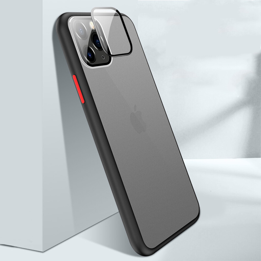 Bakeey 2 In 1 Shockproof Anti Fingerprint Matte Translucent Hard Protective Case With Lens Protector Ring For Iphone 11 Pro 5.8 Inch 6900064248711