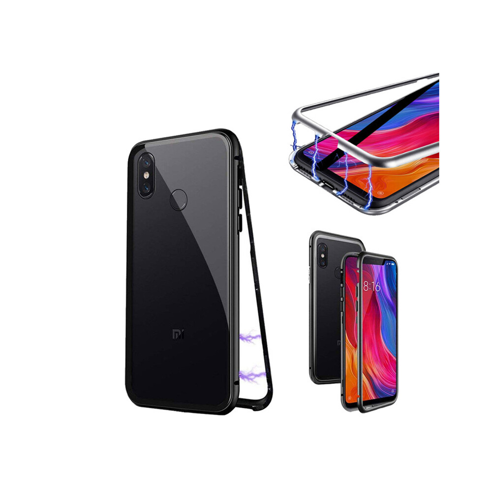 Bakeey 360 Magnetic Adsorption Flip Metal Clear Tempered Glass Protective Case For Xiaomi Mi8 Se 3480563913844