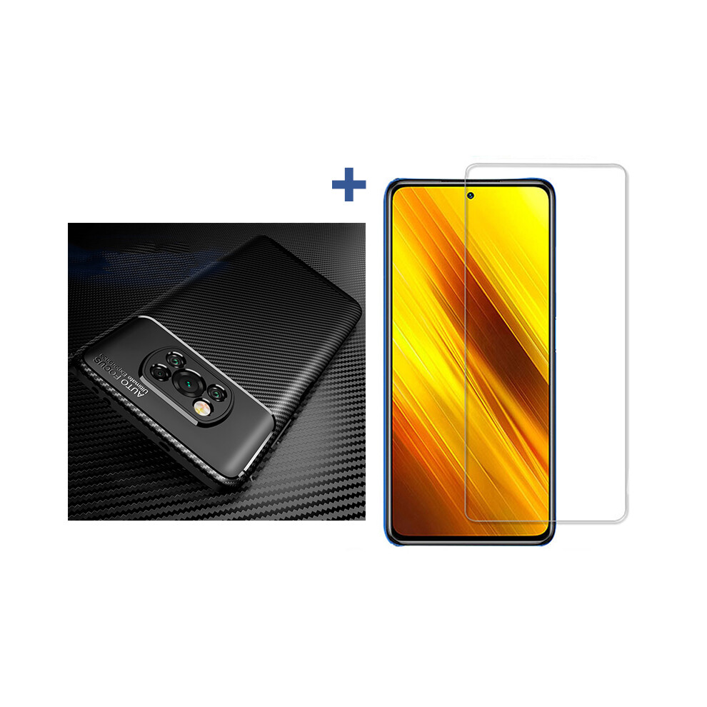 Bakeey For Poco F3 Global Version Case Luxury Carbon Fiber Pattern With Lens Protector Shockproof Silicone Protective Case Non Original 6900764706153