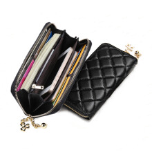 Universele PU - lederen klavertje ornament klassieke diamantlattice telefoonportemonnee voor telefoons onder de 6.0 inch