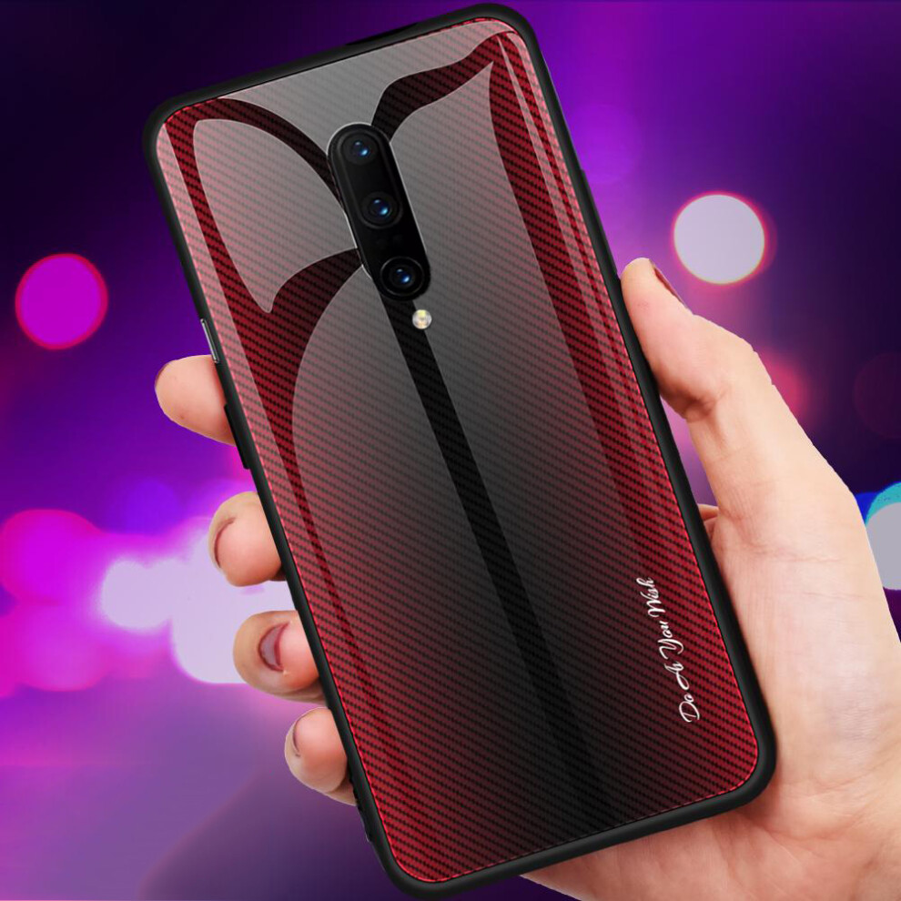Bakeey Carbon Fiber Gradient Color Shockproof Tempered Glass Protective Case For Oneplus 7 Pro 3480563822030