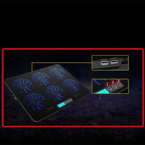 6 Ventole per Laptop Pad di Raffreddamento Ventola Esterna Supporto Ventola Mat 2 USB Computer Gaming 1