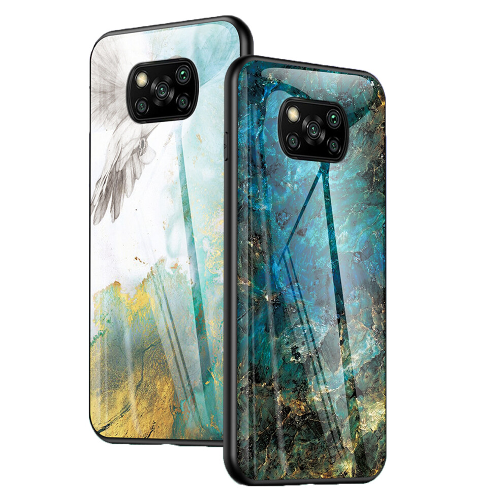 Bakeey For Poco X3 Nfc Case Marble Pattern Colorful Tempered Glass Shockproof Scratch Resistant Protective Case Non Original 6900080319433