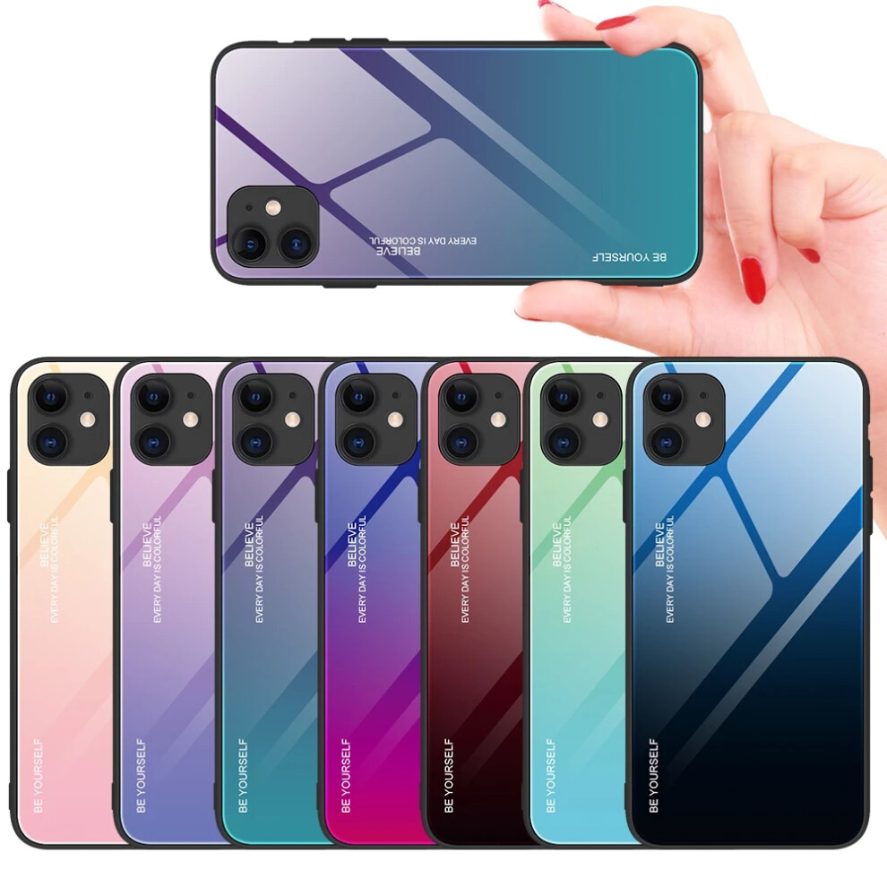Bakeey For Iphone 12 For Iphone 12 Pro 6.1 Inch Case Gradient Color Tempered Glass Shockproof Scratch Resistant Protective Case 6900074937964