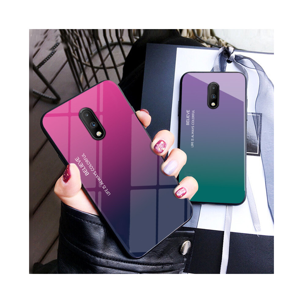 Bakeey Gradient Color Shockproof Tempered Glass Protective Case For Oneplus 7 6914232182882