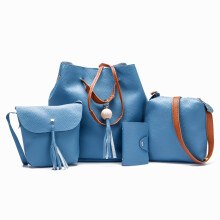 Mode 4-teiliges Litchi PU-Leder große Kapazität Umhängetasche Schultertasche Messenger Bag Münz-Phone-Tasche Geldbörse