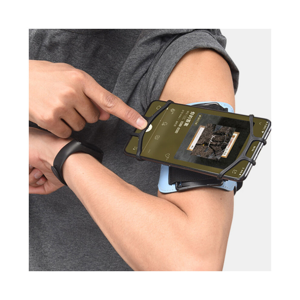 Rotating Silicone Belt Running Mobile Phone Outdoor Sports Arm Bag Arm Bag Blue/Black 615116942948