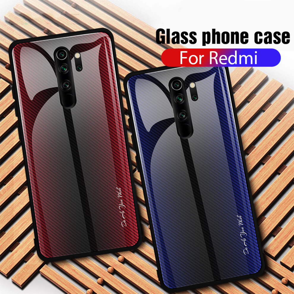 Bakeey Carbon Fiber Gradient Color Tempered Glass Protective Case For Xiaomi Redmi Note 8 Pro 6900062173183