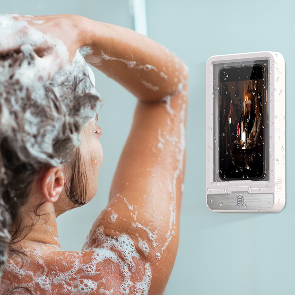 Bathroom Waterproof Mobile Cell Phone Holder Case Punch Free Storage Box White/Pink 8937632035938